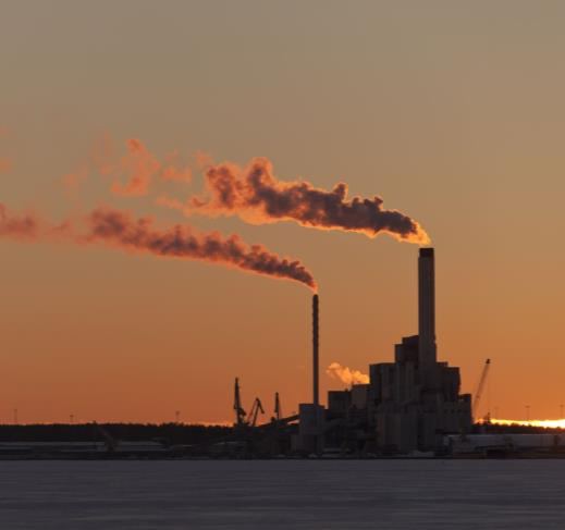 Power plant at sunset