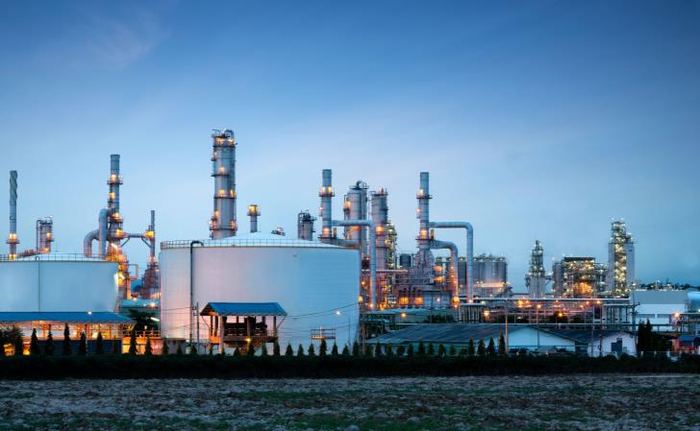 Refinery at night